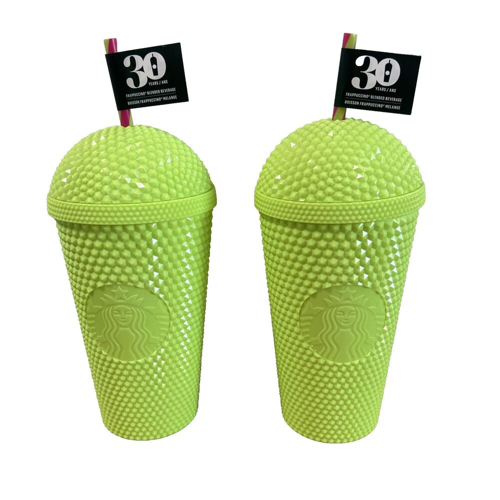 Starbucks 2025 LOT of 2 Lime 16oz Frappuccino Dome Tumblers Limited Edition NEW